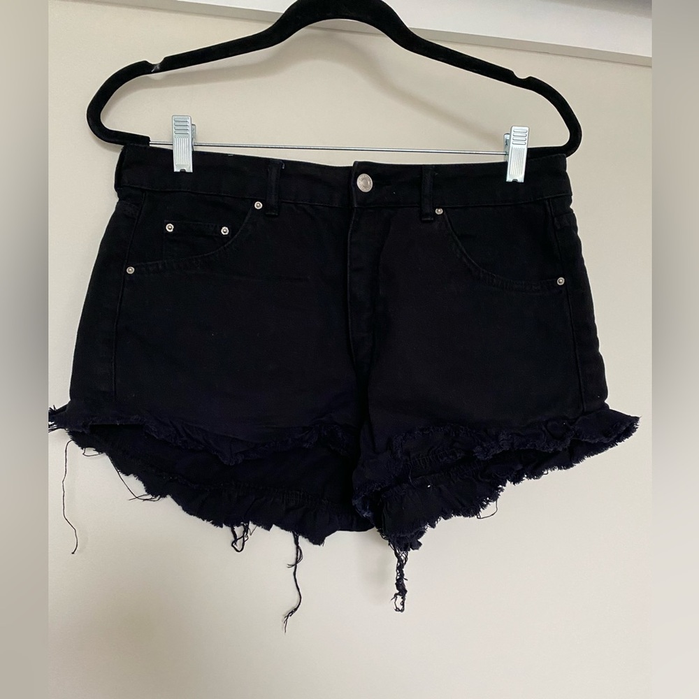 Topshop Black Denim Shorts